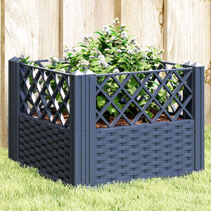 vidaXL Planter with Ground Spikes Blue-Gray 43.5x43.5x43.5 cm PP
