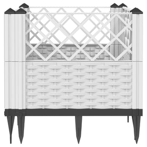 vidaXL Planter with Ground Spikes White 43.5x43.5x43.5 cm PP