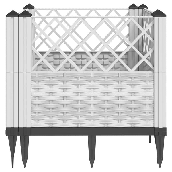 vidaXL Planter with Ground Spikes White 43.5x43.5x43.5 cm PP