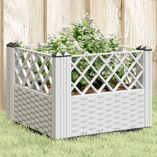 vidaXL Planter with Ground Spikes White 43.5x43.5x43.5 cm PP