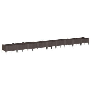 vidaXL Raised Garden Bed with Ground Spikes Brown 362.5x42.5x28.5 cm PP