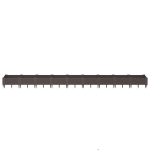 vidaXL Raised Garden Bed with Ground Spikes Brown 362.5x42.5x28.5 cm PP
