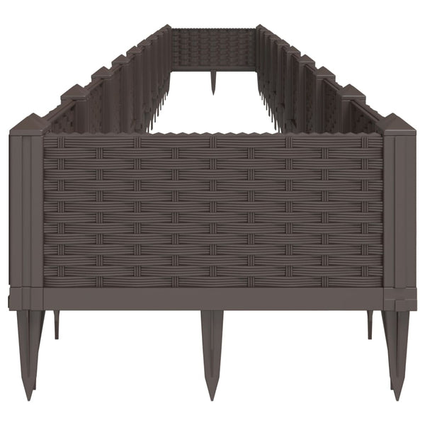 vidaXL Raised Garden Bed with Ground Spikes Brown 362.5x42.5x28.5 cm PP