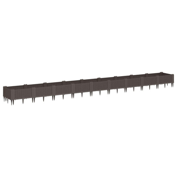 vidaXL Raised Garden Bed with Ground Spikes Brown 362.5x42.5x28.5 cm PP