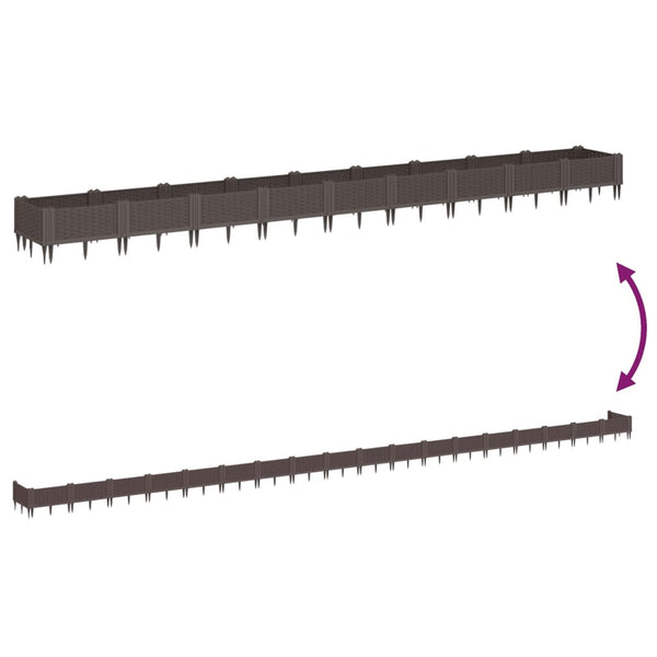 vidaXL Raised Garden Bed with Ground Spikes Brown 362.5x42.5x28.5 cm PP