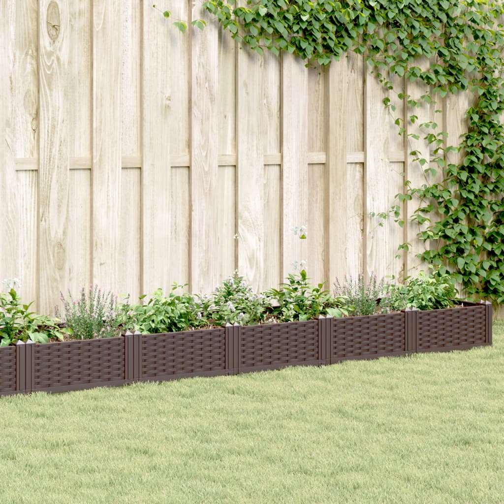 vidaXL Raised Garden Bed with Ground Spikes Brown 362.5x42.5x28.5 cm PP