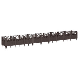 vidaXL Planter with Ground Spikes Brown 363.5x43.5x43.5 cm PP