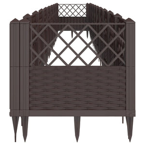 vidaXL Planter with Ground Spikes Brown 363.5x43.5x43.5 cm PP