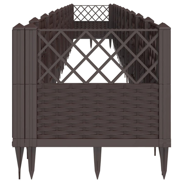 vidaXL Planter with Ground Spikes Brown 363.5x43.5x43.5 cm PP