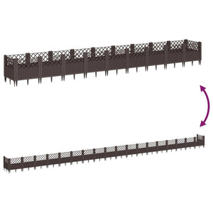 vidaXL Planter with Ground Spikes Brown 363.5x43.5x43.5 cm PP
