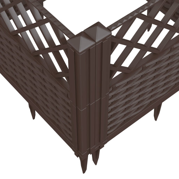 vidaXL Planter with Ground Spikes Brown 363.5x43.5x43.5 cm PP