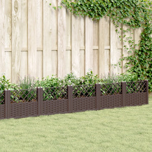 vidaXL Planter with Ground Spikes Brown 363.5x43.5x43.5 cm PP