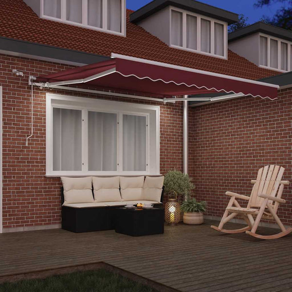 vidaXL Awning Automatic with LED Wine Red 300x250 cm