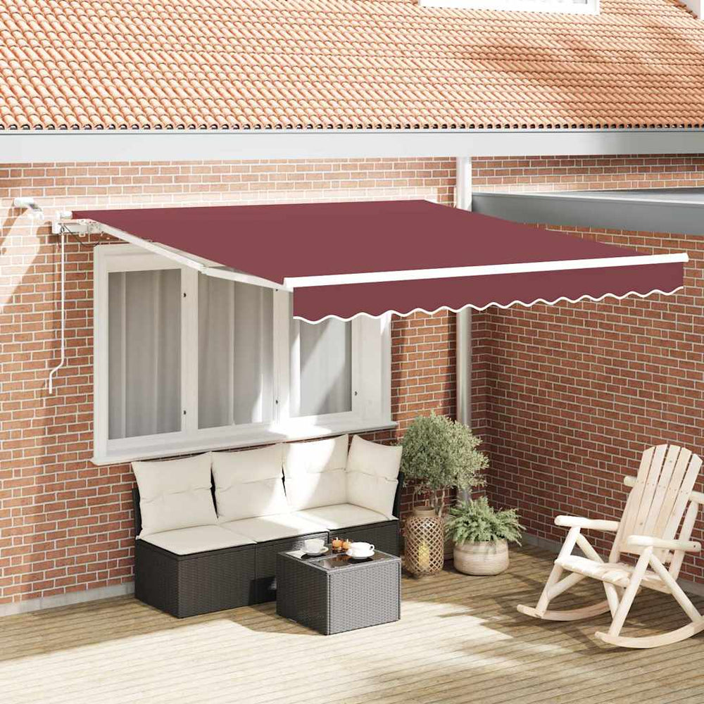 vidaXL Awning Automatic with LED Wine Red 300x250 cm