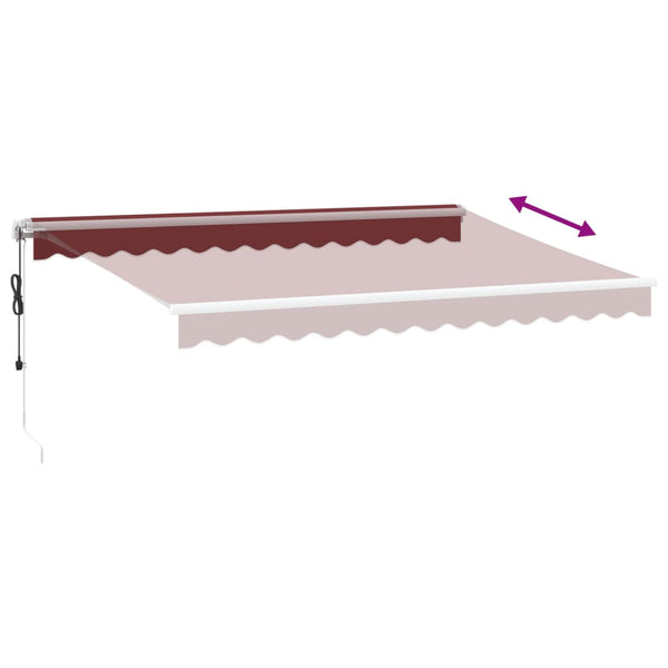 vidaXL Automatic Awning with LED Wine Red 350x250 cm