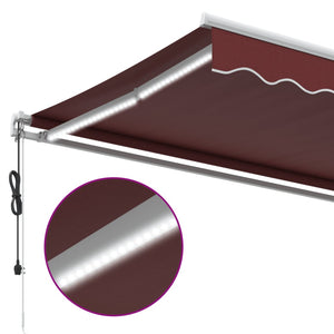 vidaXL Automatic Awning with LED Wine Red 350x250 cm