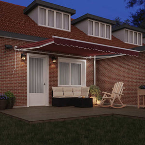 vidaXL Manual Awning with LED Wine Red 400x300 cm