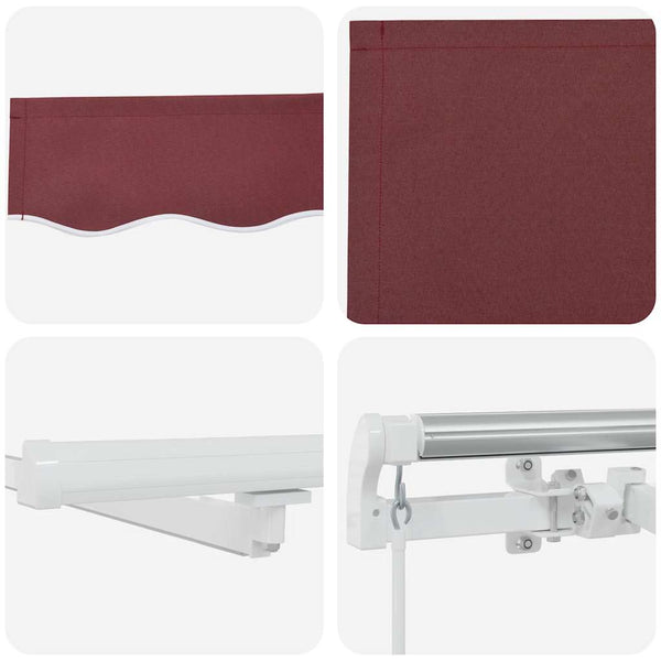 vidaXL Manual Awning with LED Wine Red 400x300 cm