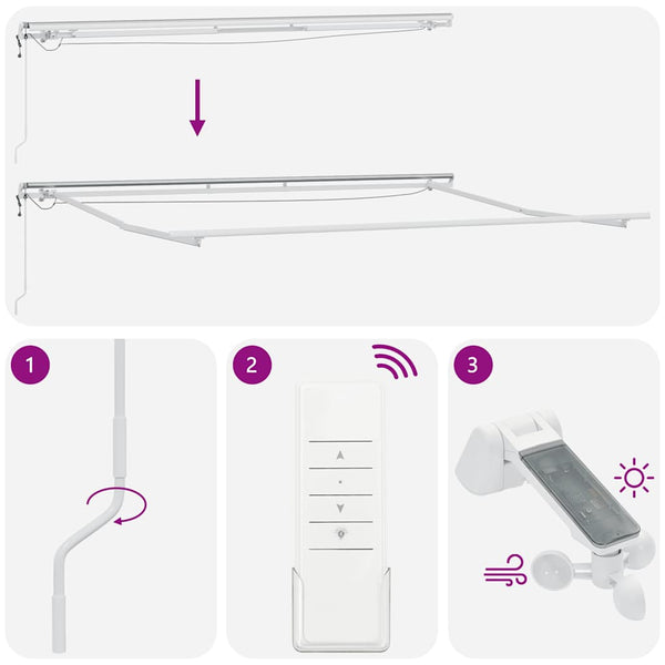 Automatische Weinrote LED Markise 450x300 cm