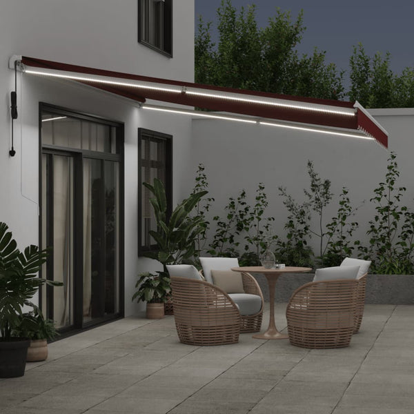 Automatische LED Markise Weinrot 450x350 cm
