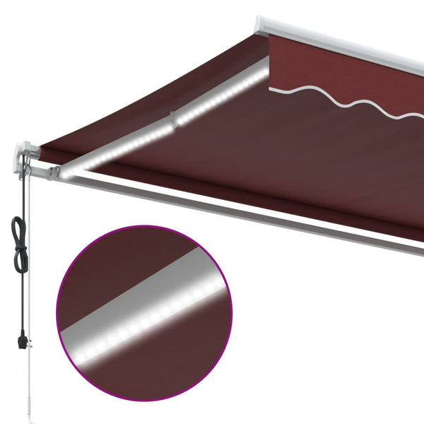 vidaXL Awning Automatic with LED Wine Red 500x350 cm
