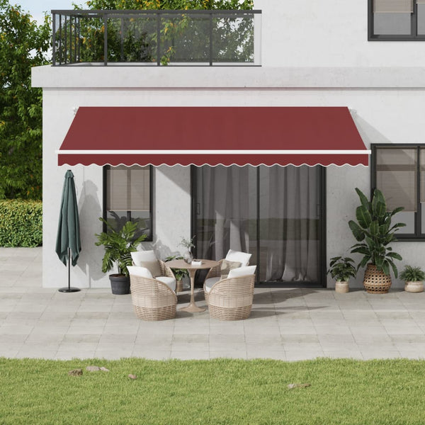 vidaXL Awning Automatic with LED Wine Red 500x350 cm