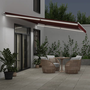 vidaXL Manual Awning with LED Wine Red 600x350 cm