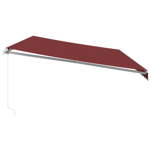 vidaXL Manual Awning with LED Wine Red 600x350 cm