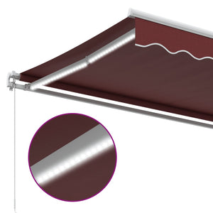 vidaXL Manual Awning with LED Wine Red 600x350 cm