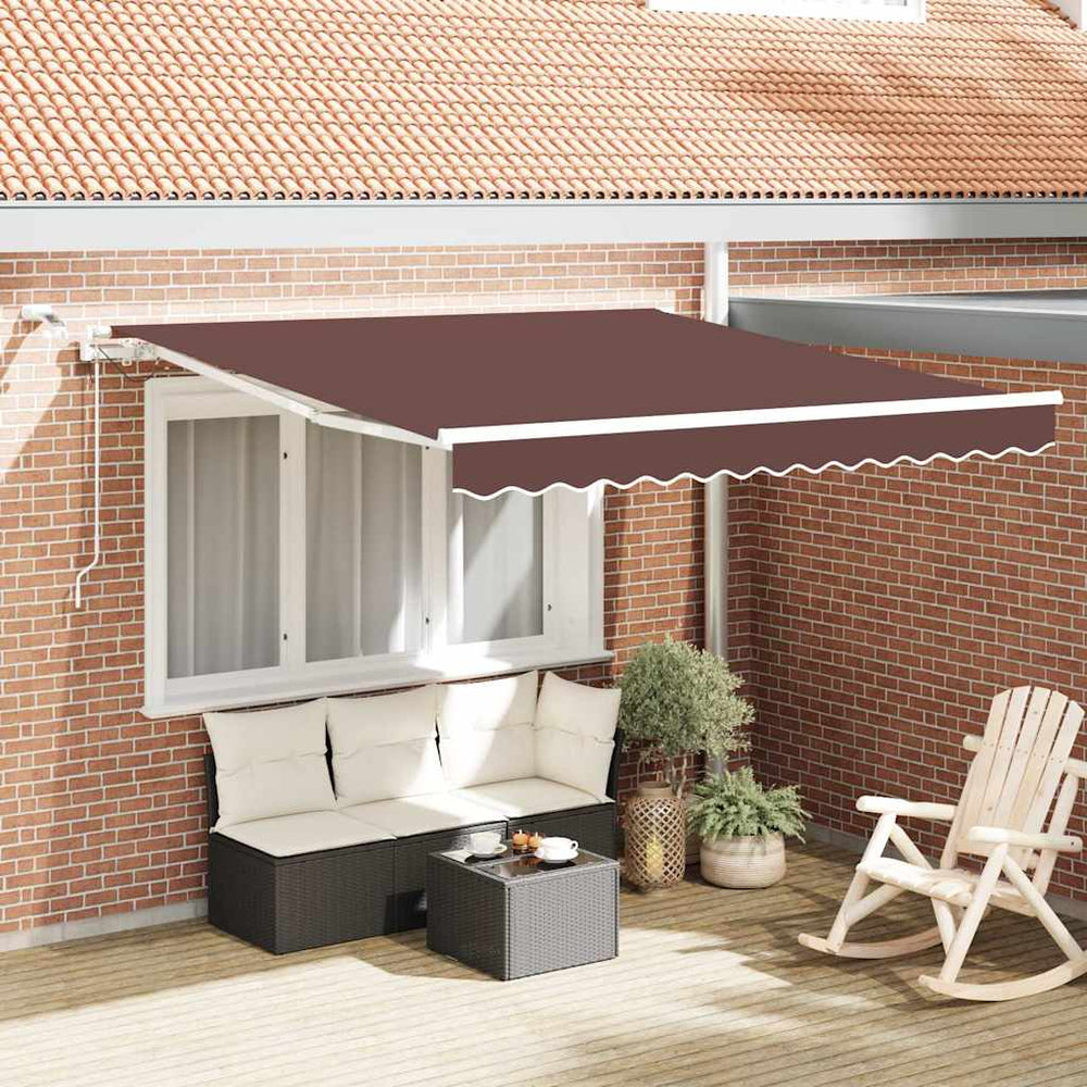 vidaXL Awning Automatic with LED Brown 300x250 cm