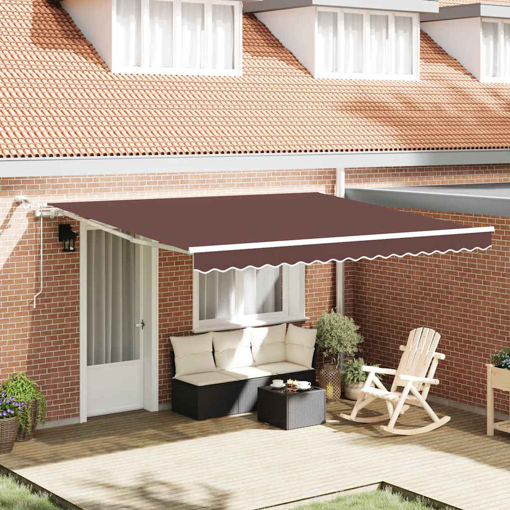 vidaXL Awning Automatic with LED Brown 400x300 cm