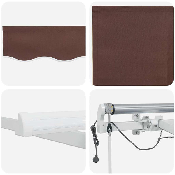 vidaXL Automatic Awning with LED Brown 450x300 cm