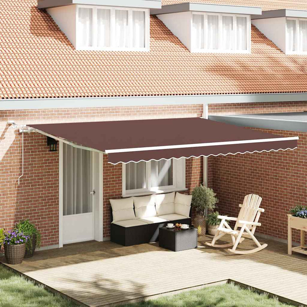 vidaXL Automatic Awning with LED Brown 450x300 cm