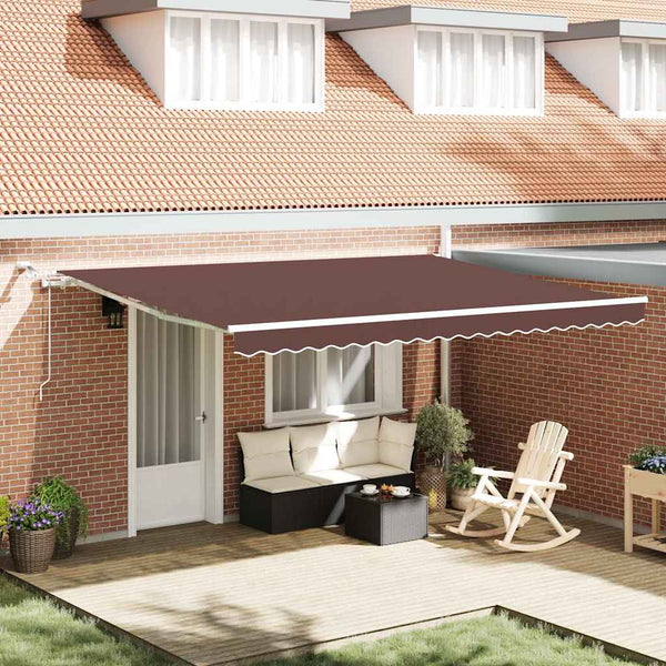 vidaXL Automatic Awning with LED Brown 450x300 cm