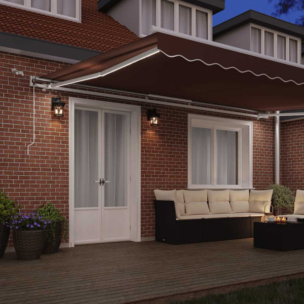 vidaXL Awning Automatic with LED Brown 500x300 cm