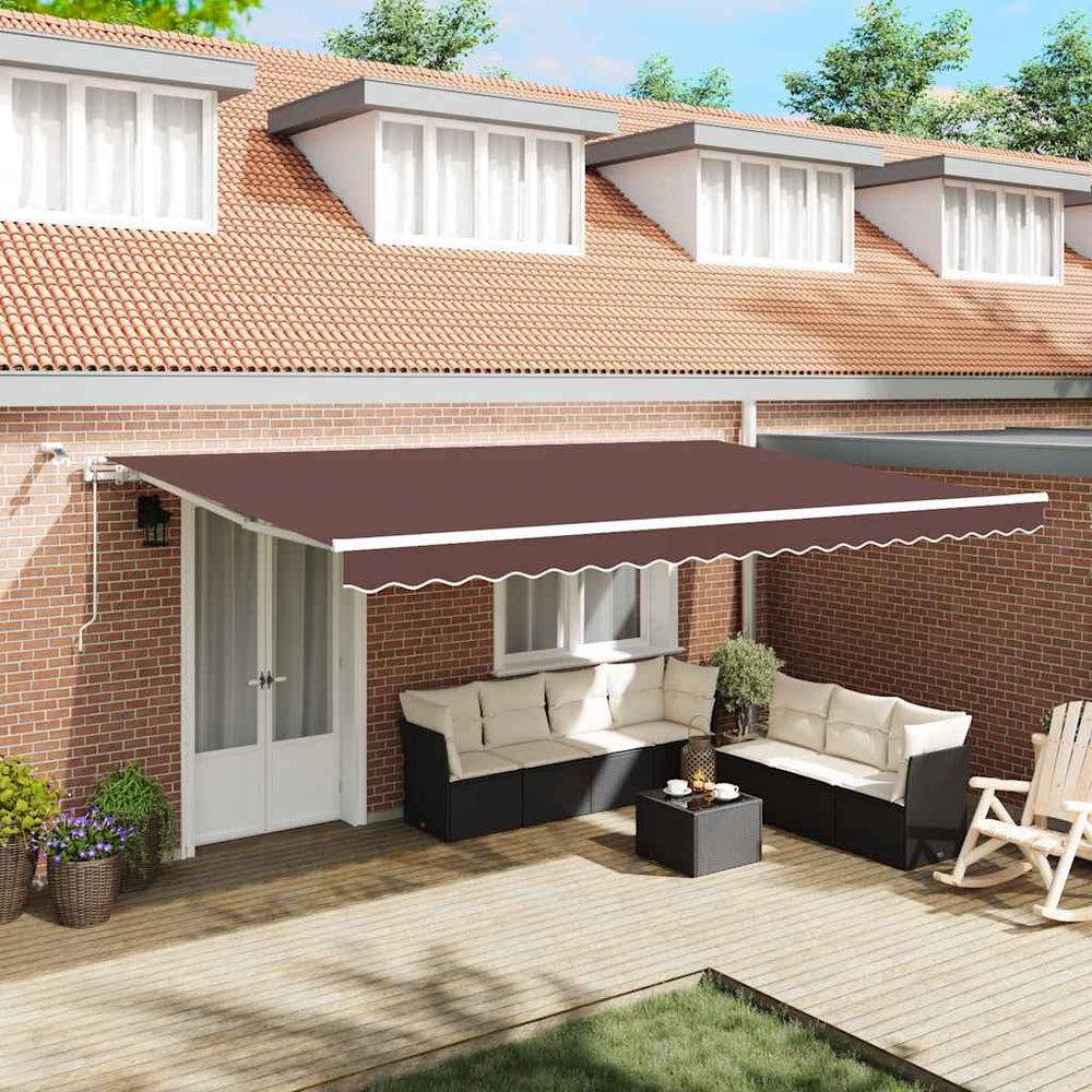 vidaXL Awning Automatic with LED Brown 500x300 cm