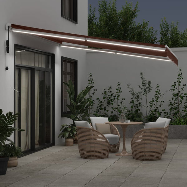 vidaXL Awning Automatic with LED Brown 400x350 cm