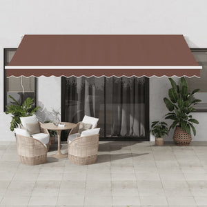 vidaXL Awning Automatic with LED Brown 450x350 cm