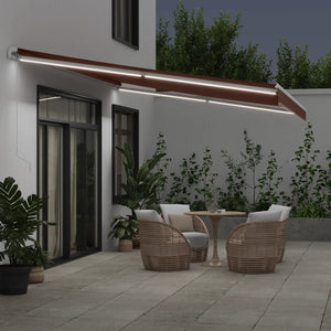 vidaXL Manual Awning with LED Brown 500x350 cm