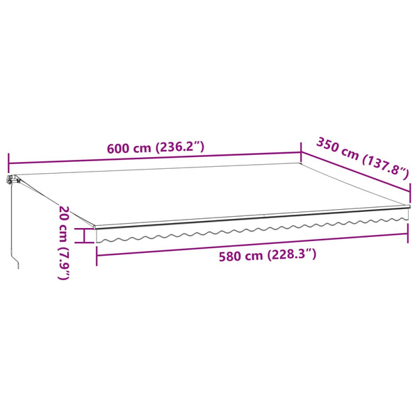 vidaXL Manual Awning Brown 600x350 cm
