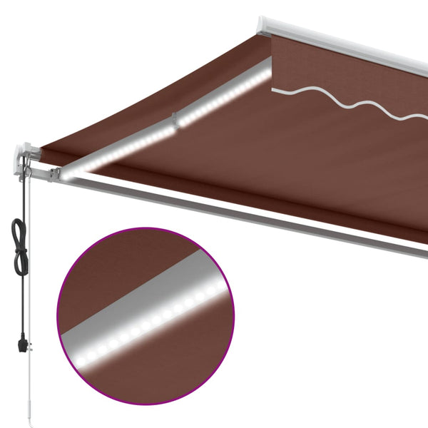 vidaXL Awning Automatic with LED Brown 600x350 cm