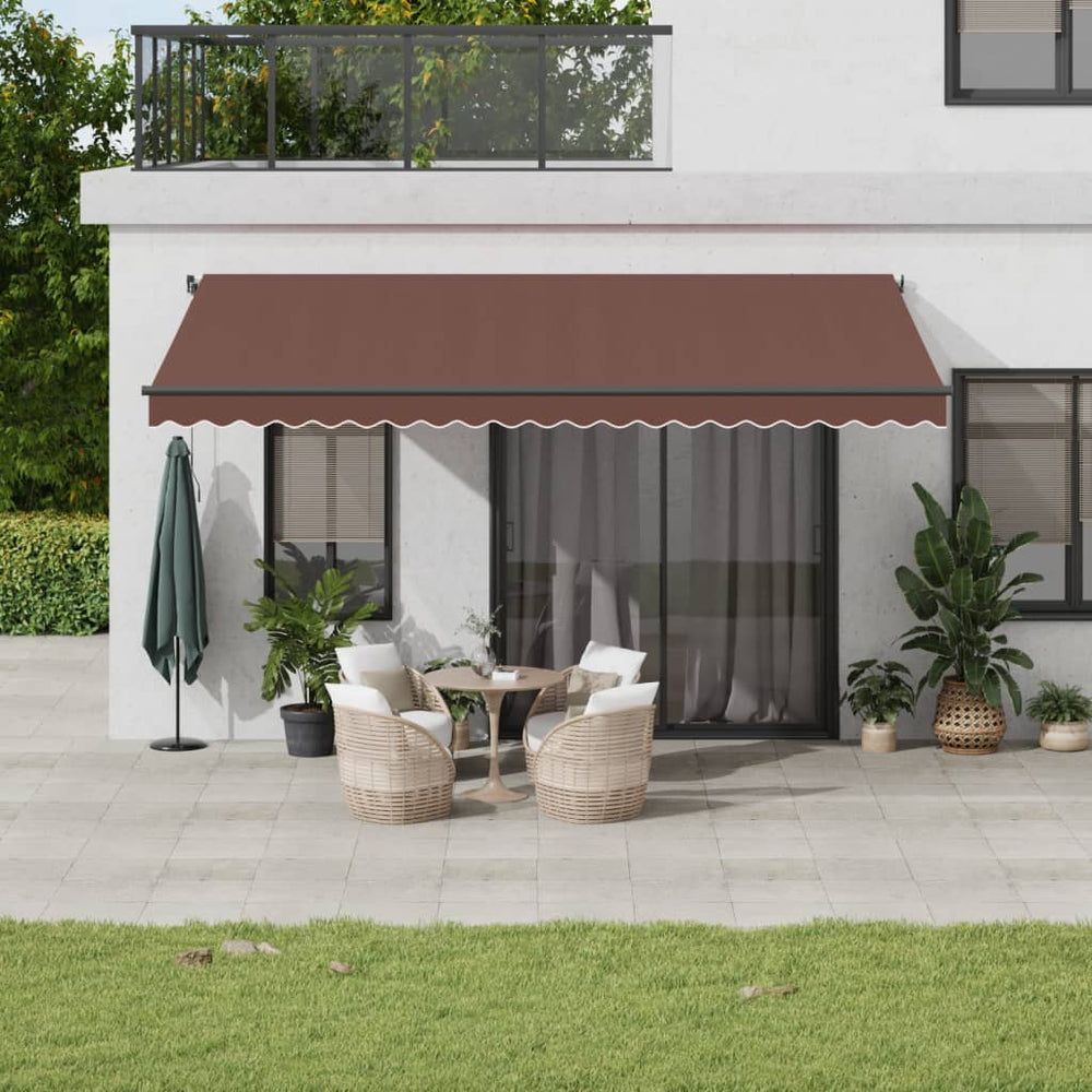 vidaXL Automatic Awning with LEDs Brown 500x350 cm