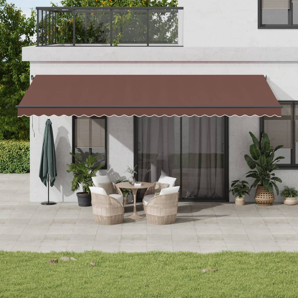 vidaXL Manual Awning with LEDs Brown 600x350 cm