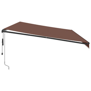vidaXL Automatic Awning with LEDs Brown 600x350 cm