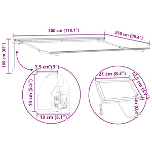 vidaXL Manual Awning with LED Lighting Anthracite & White 300x250 cm