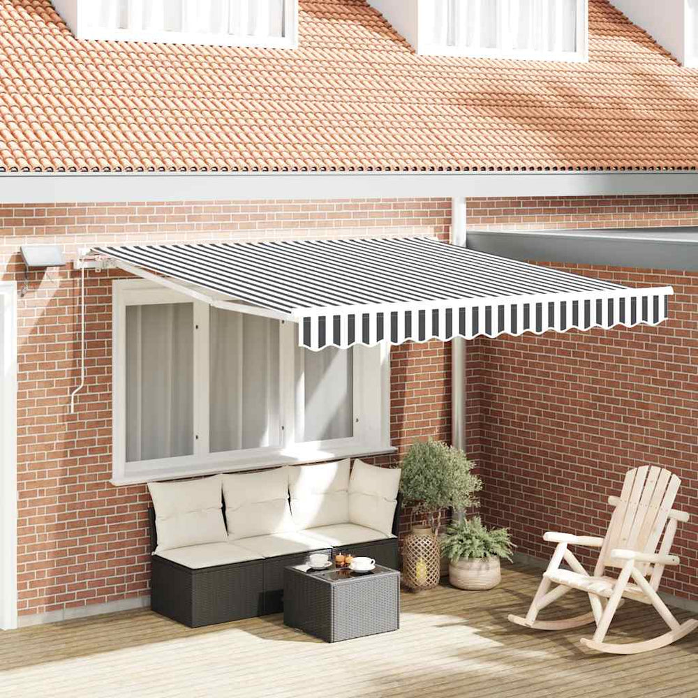 vidaXL Manual Awning with LED Lighting Anthracite & White 300x250 cm