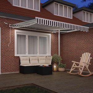vidaXL Automatic Awning with LED Anthracite & White 300x250 cm