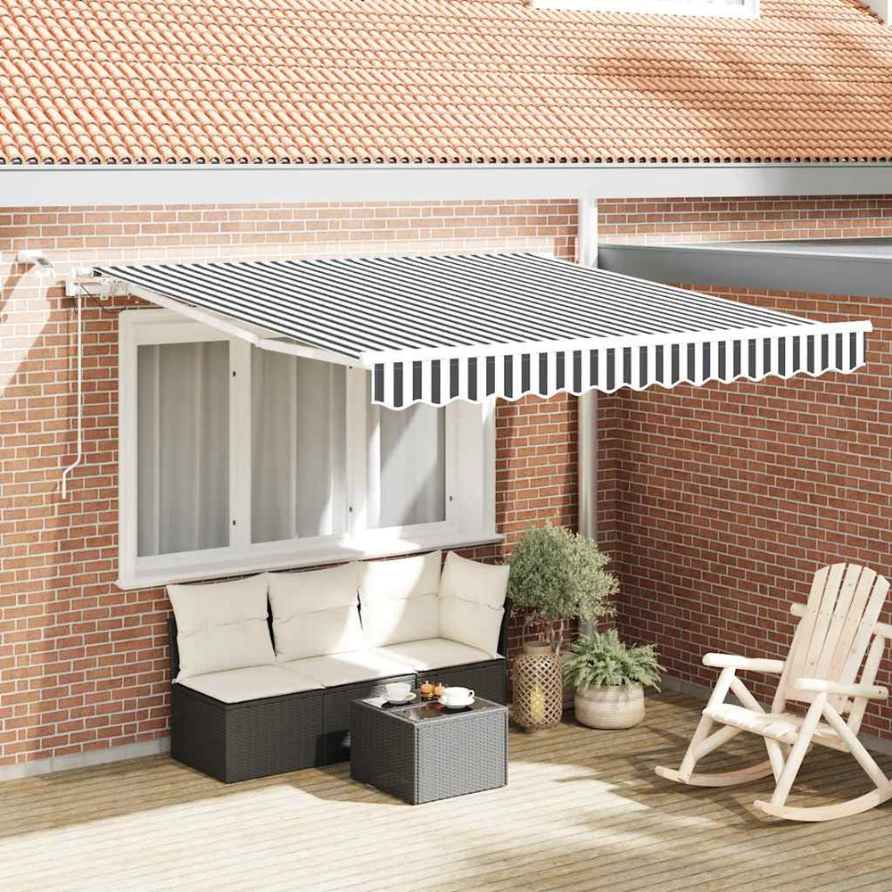 vidaXL Automatic Awning with LED Anthracite & White 300x250 cm