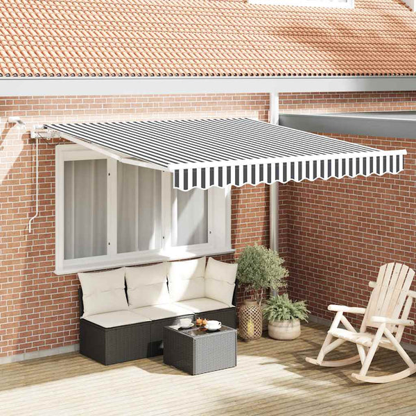 vidaXL Automatic Awning with LED Anthracite & White 300x250 cm
