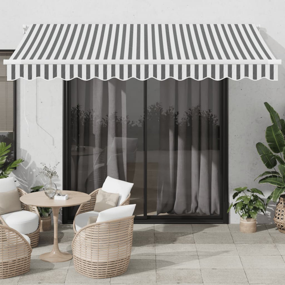 vidaXL Manual Awning with LED Lights Anthracite & White 350x250 cm